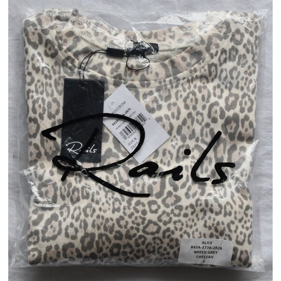 RAILS NWT ALICE COTTON BLEND MIXED GREY CHEETAH SWEATSHIRT. SIZE S - Picture 11 of 11